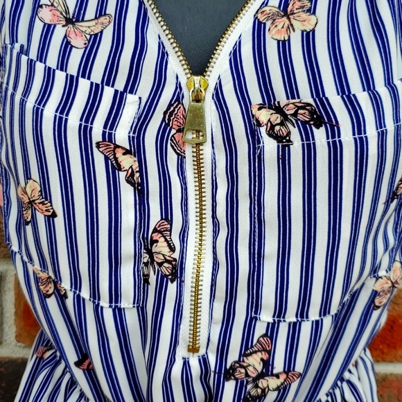 Butterfly blue stripped sleeveless top - Picture 2 of 3